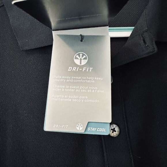 Nike Golf Dri Fit XXL Black Polo ATLAS Embroidery logo Swoosh NWT - Picture 6 of 13